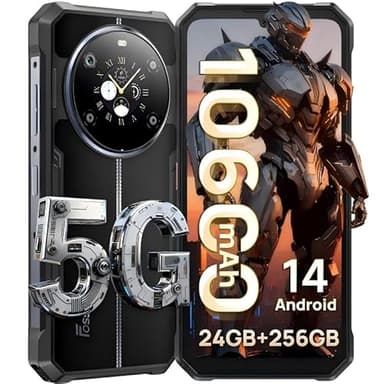FOSSIBOT F109 5G Rugged Smartphone, Android 14 Rugged Phone Unlocked, 24GB+256GB/2TB Cell Phone 10600mAh 6.745'' HD, 50MP+16MP+5MP Camera, Dual SIM 5G Unlocked Phone, IP68 / IP69K, NFC