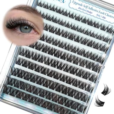 Uiheex Self Adhesive Lash Clusters Natural Self Adhesive Eyelashes,Pre glued Eyelash Clusters No Glue Needed Lashes Wispy,C- curly,DIY cluster eyelash extensions,8-14mm 120pcs