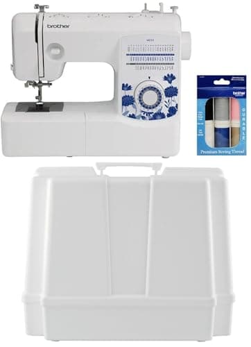 Brother MZ53 53-Stitch Sewing Machine, Hard Plastic Storage and Carry Case, Premium Sewing Thread 6-Pack Included