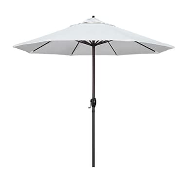 California Umbrella 9' Rd Sunbrella Aluminum Patio Umbrella, Crank Lift, Auto Tilt, Bronze Pole, Natural