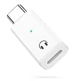 MoKo Lightning to USB C Audio Adapter Support Line Control, USB C Male to Female Lightning Headphone Earphone Adapter for iPhone 16 15 Pro Max Plus, iPad Air/Pro, Not for Charging/Data Transfer, White