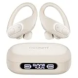 occiam Wireless Earbuds Bluetooth Headphones 96Hrs Playback Sport Ear Buds with Earhooks Microphone in-Ear Earphones Stereo Sound for Laptop Pad Phones Workout Running Exercise Gym (Ivory, M)
