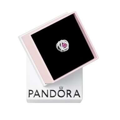PANDORA October True Red Eternity Circle Charm - Compatible Moments - Gift for Her - Made with Sterling Silver and Man-made Crystals - with Gift Box
