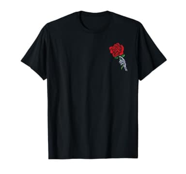 Skeleton Hand Holding Rose | Aesthetic Red Flower T-Shirt