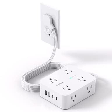 Surge Protector Power Strip, HANYCONY Extension Cord with Multiple Outlets, 5 Ft Ultra Thin Flat Plug 8 Outlets 4 USB Ports(2USB C), 1080J Outlet Extender for Home Office College Dorm Room Essentials