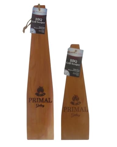 for The King of The Grill - PRIMAL GRILLING Combination Cedar BBQ Grill Scraper (1 x 12 & 1 x 18) - Natural, Bristle and Wire Free