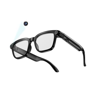 Fecoul AI Smart Glasses with Camera & Video 1080P HD, Wearable Video Recording Glasses, Hands-Free First-Person View for Live Vlog, Travel and Sports