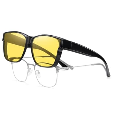 HAOLOTA Night Vision Driving Over Glasses, Nighttime Glasses Men Women Anti Glare Yellow Tinted Lens Lightweight
