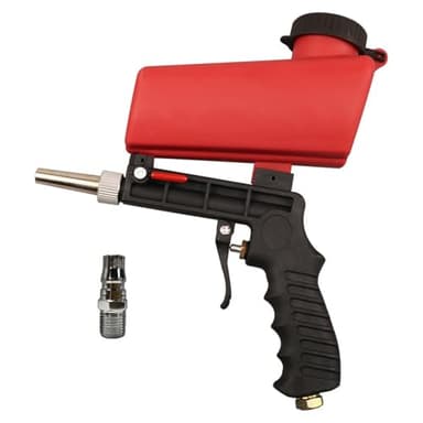 90psi Gravity Feed Sand Blaster Gun Kit - Hand Held Sand Blasting Spray Gun with 2 Nozzle Tips and Air Regulator Remove Paint, Rust, Stains, and Grime on Surfaces