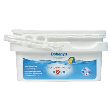 Doheny’s 3-Inch Stabilized Chlorine Tablets | 99% Pure Tri-Chlor, 90% Available Chlorine | Long-Lasting, UV-Protected, Slow-Dissolving Pool Sanitizer | Individually Wrapped, Childproof 5lb Bucket