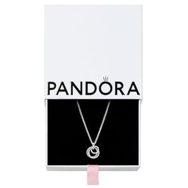 PANDORA Family Always Encircled Pendant Necklace - Meaningful Family Keepsake - Jewelry for Women with Gift Box - Adjustable Cubic Zirconia Necklace - 23.6"