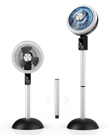 Portable Standing Fan, 10000mAh Rechargeable Battery Powered, 90°+120°Omnidirectional Oscillating Fan For Bedroom, 82ft Circulator, Adjustable Height, 8 Speeds, 8H Timer, DC Motor Quiet Pedestal Fans