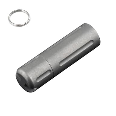 Pill Holder Keychain,Titanium Waterproof Single Pill Box Container,Portable Small Pill Case,Mini Canister Medicine Capsule Bottle Pill Container,for Outdoor Camping Traveling Hiking (Black)