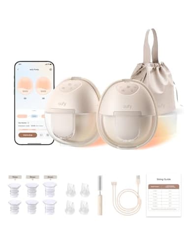eufy Security Heated Breast Pump S1, Hands-Free Breast Pump with Industry-Leading HeatFlow Tech, App-Controlled OptiRhythm, Hospital-Grade Suction, Leakproof, Slim and Ultra-Quiet for in-Bra Use