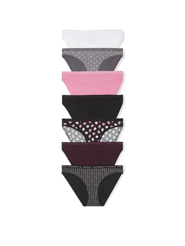 Victoria's Secret Women's Cotton Bikini Underwear, Moderate Coverage Panties for Women, Multi Pack, Solids & Prints Mix, L