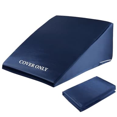 HOMBYS Satin Bed Wedge Pillow Cover Silky & Smooth Wedge Pillowcase 1 Pack 24x24x8, Soft & Breathable, Removable & Machine Washable-Zipper Design (Pillow Not Include),(Navy Blue, 24"x24"x8")
