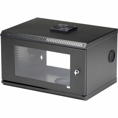 StarTech.com 2-Post 6U Wall Mount Network Cabinet w/ 1U Shelf, 19" Wall-Mounted Server Rack Kit for Data Computer Equipment, Ships Fully Assembled