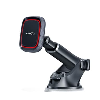 APPS2Car Magnetic Phone Mount for Car, Dashboard & Windshield Suction Cup Holder with Telescopic Arm, Requires Metal Plate for Proper Use, Fit for Android Smartphones(NOT for MagSafe)