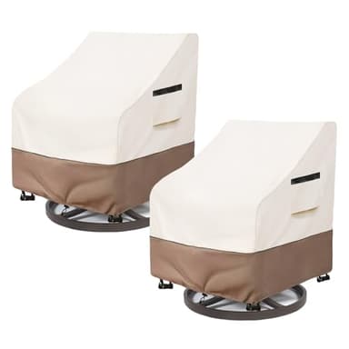 SoloToo Patio Chair Covers Waterproof Heavy Duty Patio Furniture Covers, 33W x 35D x 36H Inches Swivel Outdoor Chair Cover 2 Pack (Beige)