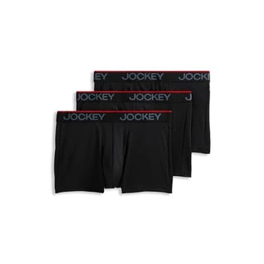 Jockey Men's Underwear Chafe Proof Pouch Microfiber 3" Trunk - 3 Pack, Black, XL