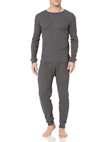 Amazon Essentials Men's Thermal Long Underwear Set Underwear, -Charcoal Grey, L