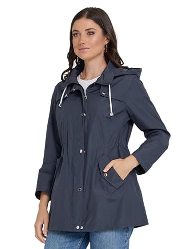 Steve Madden Rain Jacket Women - Waterproof with Hood Anorak Rain Coats for Women Windbreaker Plus Size XS-3X