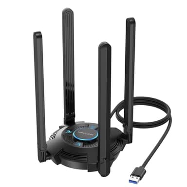 WAVLINK AX5400 USB WiFi 6E Adapter for PC, Tri-Band USB3.0 WiFi Adapter for Desktop PC Laptop, Wireless Adapters with 4x5 dBi,Antennas, 6G/5.8G/2.4G, OFDMA, WPA3, WiFi Dongle for Windows 11/10 ONLY