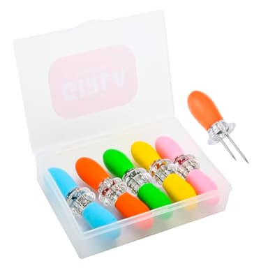 Girla Interlocking Corn on the Cob Holders Set - 5 Pairs (10 Pcs) Corn Cob Holders with Silicone Handles, Dishwasher Safe Corn Skewers, Bright Color Corn Sticks for Easy & Fun Dining, BBQ, and Parties