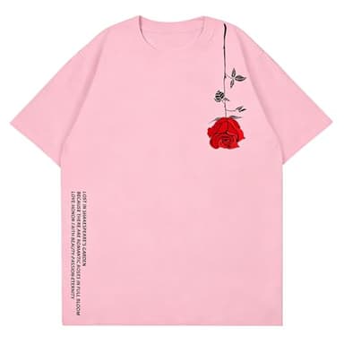 Bealin Mens Graphic Tees Oversized Creative Graffiti Short Sleeve Shirts Summer Casual Rapper Streetwear Y2k Tops Tshirt Rose Pink L