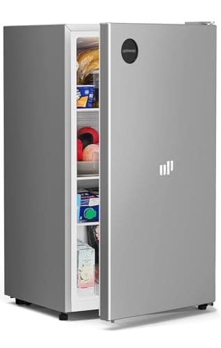 Upstreman 3.2 Cu.Ft All-Refrigerator Mini Fridge, Single Door Small Refrigerator, Dorm Fridge with 7 Adjustable Thermostat, Compact Refrigerator for Office, Bedroom or Dorm, Silver-CR32