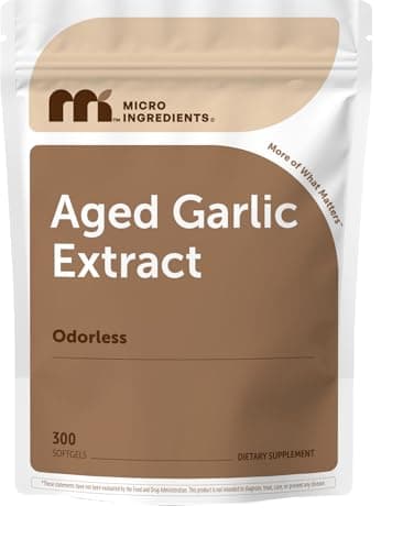 Micro Ingredients Odorless Garlic, 300 Softgels | 2 Years Aged Garlic Extract | Grown Allium Sativum Bulb | Natural Herbal Supplements | Non-GMO, Gluten Free