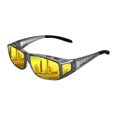 LANOVA LITE Anti Glare Polarized Night Driving Glasses,Fit Over Prescription Eyeglasses for Men Women
