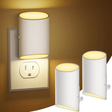 Fyrael LED Night Light Plug into Wall with Motion Sensor & Dusk to Dawn Sensor, Soft White 3000K, 1-100LM Adjustable Brightness, Nightlights for Bathroom, Hallways, Bedroom, Stairway, 2 Pack