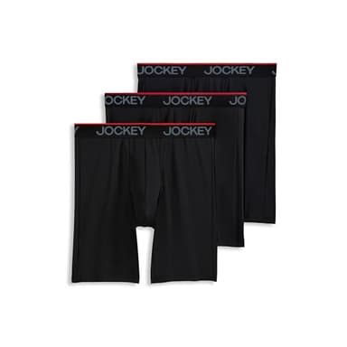 Jockey Men's Underwear Chafe Proof Pouch Microfiber 8.5" Long Leg Boxer Brief - 3 Pack, Black Night, L