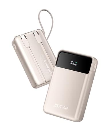 JOYFAR Portable-Charger-Power-Bank Travel Essentials Battery Pack USB C 30000mAh Built in Cable 22.5W Phone Fast Charging Powerbank Compatible with iPhone 16 15 14 13 12 11 iPad Google Xiaomi (Gold)