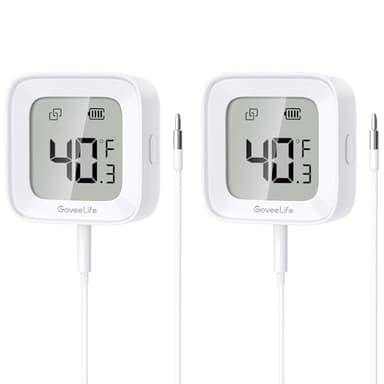 GoveeLife Freezer Thermometer Alarm 2 Pack, Smart Bluetooth Temperature Monitor Sensor for Refrigerator Hot Hub, 197 Ft Connecting Range APP Alert with Anti-False Freezer (WiFi Gateway Not Included)