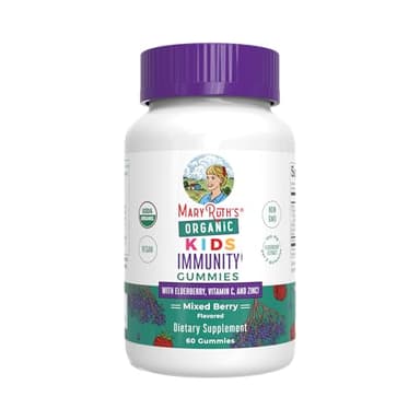 MARYRUTH'S Organics Kids Immune Support Gummies | USDA Organic | Vitamin C, Zinc, and Elderberry Gummies for Kids| Immune Support for Ages 4+ | Vegan | Non-GMO | Gluten Free | 60 Count