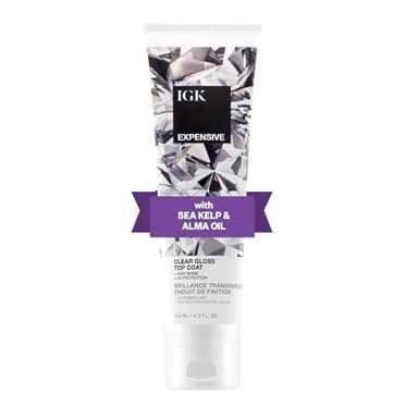 IGK EXPENSIVE Clear Gloss Top Coat | High Shine Gloss Treatment for Soft, Smooth Glass Hair | Revives Color-Treated Hair and Helps Control Frizz | 4.2 Oz