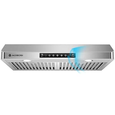 AAOBOSI Range Hood 30 inch Under Cabinet,800-CFM Gesture Sensing/Touch Control/Motor Upgrade Low Noise,3 Speed Range Hood with LED Lights Exhaust Fan, Stainless Steel Kitchen Vent Hood
