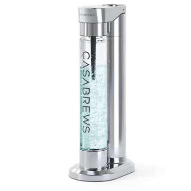 CASABREWS EDGE Soda Streaming Machine, Stainless Steel Sparkling Water Maker with Dual Safety Valves, BPA Free Bottle Soda Maker Carbonates Water, Wine, Juice, Uses 60L CO2 Carbonators (NOT Included).