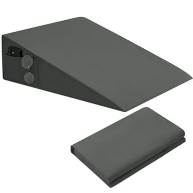 INVGEEXI Dark Grey Bed Wedge Pillow Cover with Side Pocket, Soft & Breathable Microfiber Wedge Pillow Case Cover with Zipper, 25" L x 25" W x 8" H (Pillow Not Include)