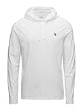 POLO RALPH LAUREN Mens Jersey Knit Hoodie Tee (White/Navy, Medium)