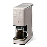Beautiful Perfect Grind Programmable Single Serve Coffee Maker by Drew Barrymore, Built-In Burr Grinder, 6 Brew Sizes, 3 Strength Settings, Touch Display, Reusable Filter (Porcini Taupe)