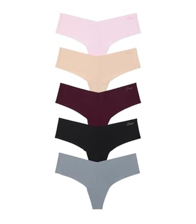 Victoria's Secret PINK Women's No Show Thong Underwear, Panties for Women, Light Pink Pack, (M)