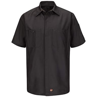 Red Kap Men's Standard Ripstop Crew Shirt, Short Sleeve, Charcoal, Medium