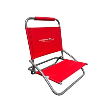 Caribbean Joe Folding Beach Chair, 1 Position Lightweight and Portable Foldable Outdoor Camping Chair, Red