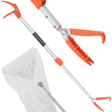Kalkal Snake Grabber Tool, 62” Professional Aluminum Alloy Telescopic Rattle Snake Tongs, Reptile Grabber Snake Catcher Wide Jaw Handling Tool with Lock