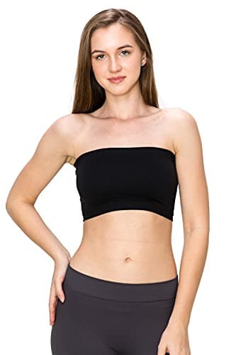 Kurve Seamless Bandeau Tube top - UV Protective Fabric, Rated UPF 50+ (Non-Padded) Made in USA, Black, X-Small/Medium