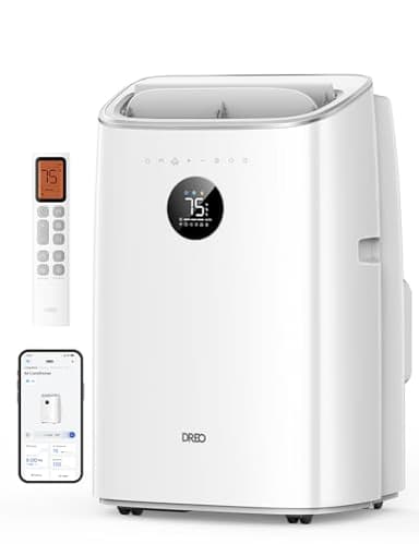 DREO Portable Air Conditioner 318S, 8000 BTU ASHRAE (5000 BTU DOE) Smart AC Unit for Bedroom with Drainage-free Cooling, Fan&Dehumidifier 3 in 1, APP/Voice/Remote, Quiet Standing AC for Room Indoors