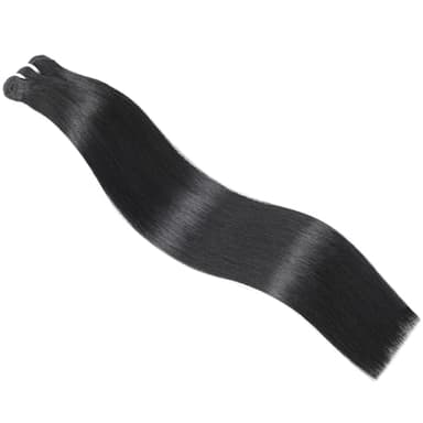 Double Drawn Straight Human Hair Bundles Indian Raw 1 Bundle Human Hair, Super Soft Silky Salon Quality Full And Thick No Tangle Triple Lifespan Than Regular Virgin Hair Natural Black 16 Inch